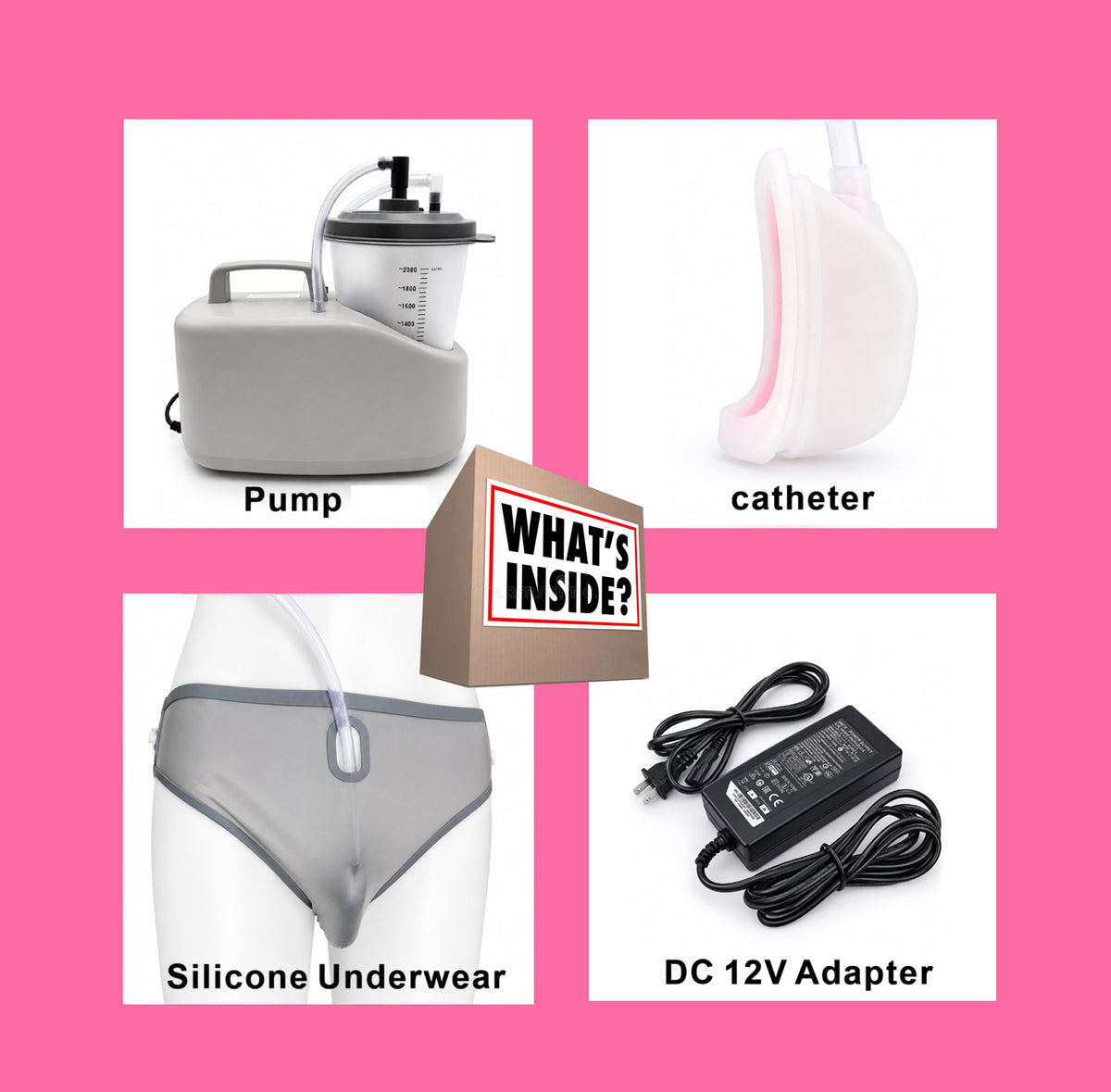 FM07-B Female Use Urine collector pump with 1 x Female External Catheter-REUSABLE