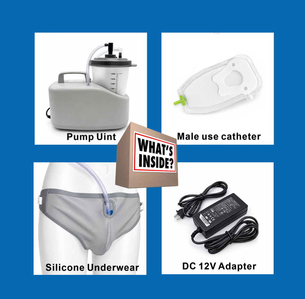 FM07-C Male Use Urine collector pump with 10 x Male External Catheter sample-DISPOSABLE