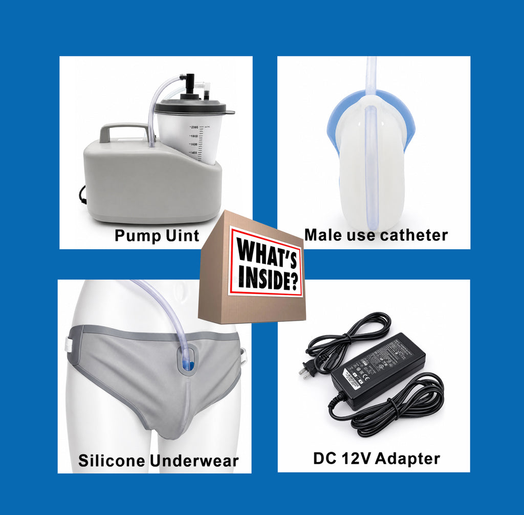 FM07-D Male Use Urine collector pump with 1 x Male External Catheter-REUSABLE