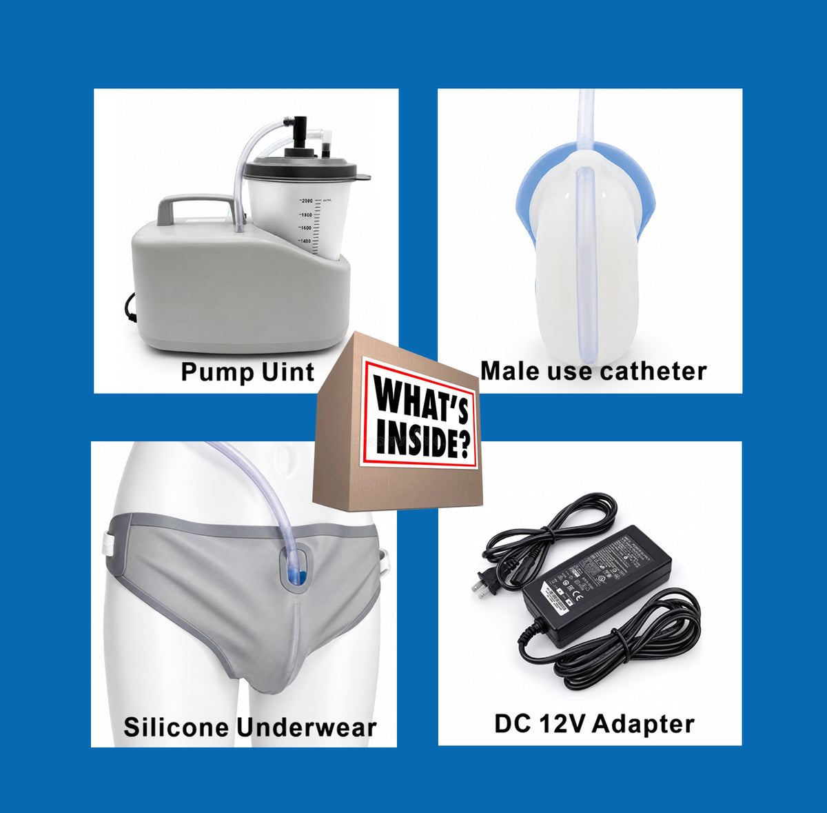 FM07-D Male Use Urine collector pump with 1 x Male External Catheter-REUSABLE